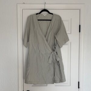 COS Light Teal Green Wrap Linen Blend Dress